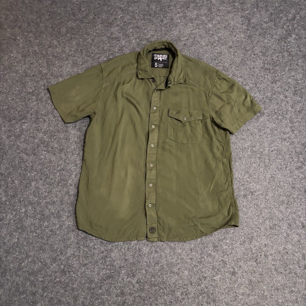 Black Rifle Coffee Company Snap Button Shirt Mens Small Green Rayon S/S
